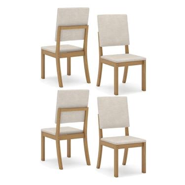 Imagem de Cadeira para Mesa de Jantar Milla Kit 4 Peças Nature Linho - Henn