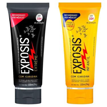 Imagem de Kit Repelente Exposis Extreme Gel 100ml + Repelente Gel Exposis Infantil sem Perfume 100ml