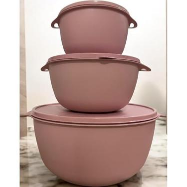 Imagem de Conjunto Bowl Potes Plásticos Redondo 10 peças + 1 Jarra - Microondas, Lava-Louças, Freezer(Bowl Rosa com 3)