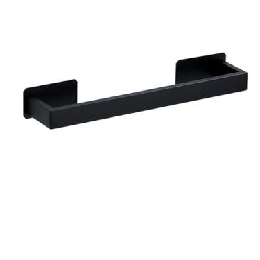 Imagem de Kit de ferragens para banheiro autoadesivo preto, suporte para papel higiênico de aço inoxidável, gancho para barra de toalha, acessórios para banheiro, conjunto de barra de toalha