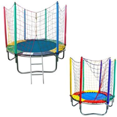 Imagem de Kit Cama Elástica Pula Pula Trampolim 1,40m 1,83m Colorida Premium Rot