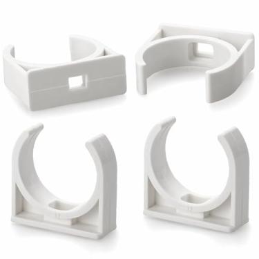 Imagem de Braçadeiras de tubo de PVC em forma de U de 50 mm/1,97" (20 peças) (branco), suporte de gancho de mangueira, alta resistência para encanamento doméstico, bandejas de TV, abastecimento de água
