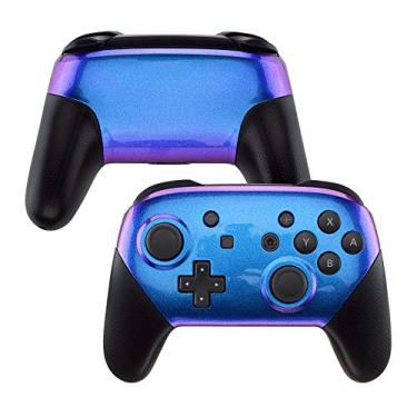 Imagem de eXtremeRate Chameleon Placa frontal brilhante e placa traseira para controle NS Switch Pro, capa de reposição tipo "faça você mesmo" roxo azul para NS Switch Pro - controle não incluído