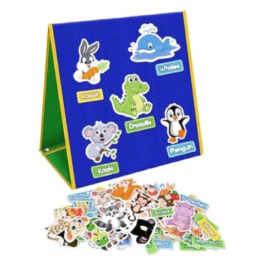 Imagem de Generic Placa de feltro dobrável, quadro de histórias de aprendizagem de brinquedos sensoriais interativos de dupla face para a pré -escola para a festa de, Azul