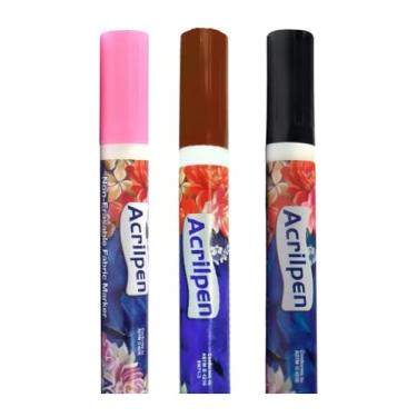 Imagem de Kit com 3 Canetas Para Tecido Acrilex Acrilpen – Pintura Permanente e Personalização Perfeita Para Artistas, Artesãos, Professores, Profissionais De Customização Entusiastas Do Faça Você Mesmo