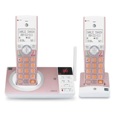 Imagem de AT&T CL82257 DECT 6.0 Telefone sem fio com 2 aparelhos para casa com atendedores, bloqueio de chamadas, locutor de identificação, interfone e longo alcance, ouro rosa
