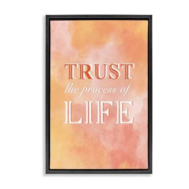 Imagem de Stupell Industries Trust The Process Of Life Arte de parede em tela flutuante com moldura preta, design de Martina Pavlova, 53 x 78 cm