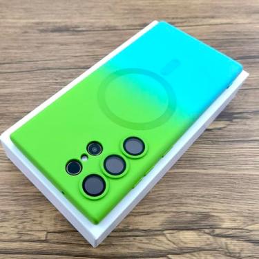 Imagem de Capa de silicone gradiente para Samsung Galaxy S24 S23 S22 S21 S20 Ultra Plus FE Note 20 10 S 24 23 22 S20FE Charge Cover, verde azul, para Samsung S23