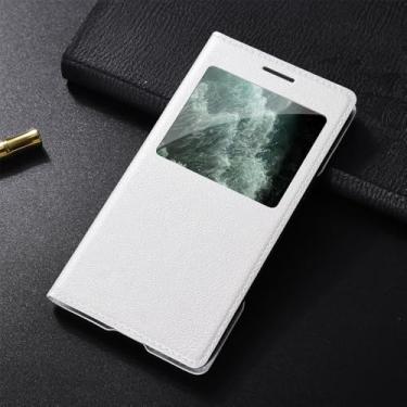 Imagem de Capa flip de couro transparente ultrafina com janela para Samsung Galaxy S10 S9 S8 Plus S7 S6 Edge Active S5 S4 S3 S4Mini, branca, para Samsung S10