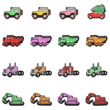 Imagem de Ipotkitt 16 peças, 16 estilos de contas focais de silicone para carro, tanque, trator, caminhão, veículo, contas soltas de borracha, para joias, artesanato, caneta, chaveiro, pulseira, acessórios para