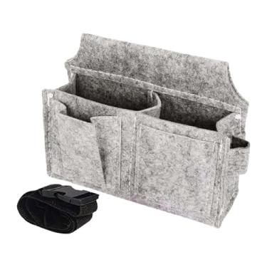 Imagem de Ioensy Bolsa de ferramentas para eletricista, cinto ajustável, bolsa de cintura com vários bolsos, de jardinagem, cinto para casa, jardineiro, Cinza Claro