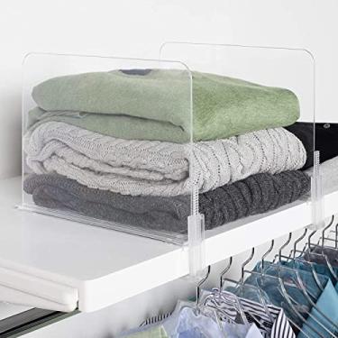 Imagem de Richards Divisórias de prateleira de acrílico Homewares – bolsa, organizador de suéteres para armário – separadores transparentes – pacote com 4 ajustáveis até 6,3 cm de espessura
