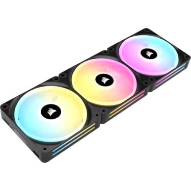 Imagem de Ventoinhas RGB Corsair iCUE LINK QX120 RGB, 120 mm, pacote com 3, preto
