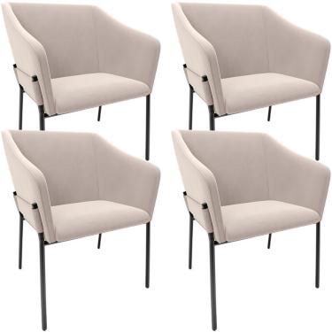 Imagem de Kit 4 Cadeiras Para Sala De Jantar Estar Living Olívia L02 Suede Bege - Lyam Decor