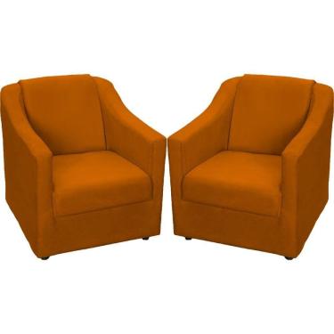 Imagem de Kit 2 Poltronas Mila Pé De Plástico Cromado - Terracota Suede