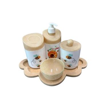 Imagem de Kit Higiene Abelhinha II Baby C/bandeja Nuvem E Quadrada Mdf - Dóia Ki