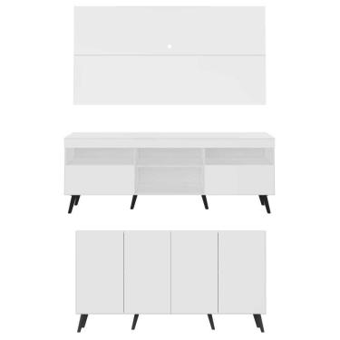 Imagem de Conjunto Sala De Estar Rack Painel Tv 65 e Aparador Retrô