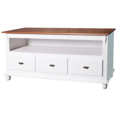 Imagem de Rack Tv 3 Gavetas Nicho e Tampo de Madeira 501 Laca Branca