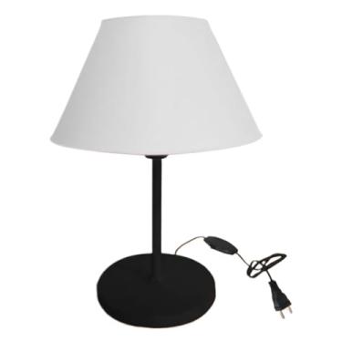 Imagem de Luminária de Mesa Abajur Cúpula Injetada para Escritório Quarto Recepção Decoração Sala Moderno (PRETO/BRANCO,2)