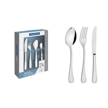 Imagem de Faqueiro Conjunto Talheres Tramontina Aço Inox 24pçs Zurique