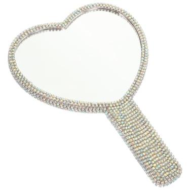 Imagem de Espelho De Maquiagem De Diamante Espelho Cosmético Espelho De Salão Espelhos De Mão Com Espelho De Mão De Vidro Espelho De Coração Para Parede Garota Strass Senhorita Penteadeira