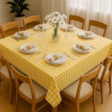 Imagem de Toalha de Mesa Xadrez Retangular Casa Apartamento Pousada Hotel Airbnb 2,20 X 1,50 (AMARELO)