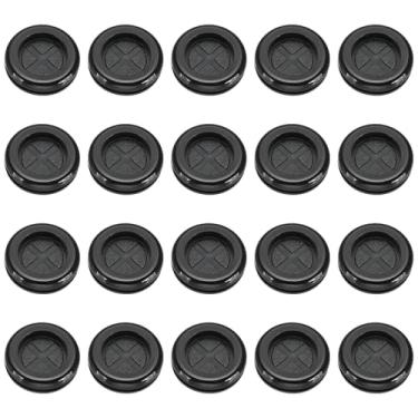 Imagem de PATIKIL Ilhós de borracha 1,5 mm (5/20.3 cm), 20 peças de cabos redondos de dois lados, ilhós, capas flexíveis para mesa, escritório, casa, mesa, bancada, preto