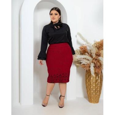 Imagem de Saia Midi Lapis Feminina Estampada Evangelica Trabalho Culto Jovem Bar