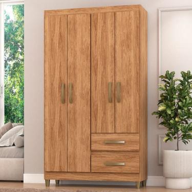 Imagem de Guarda-Roupa Solteiro Dória 4 Portas 2 Gavetas Marrom - Pnr Móveis