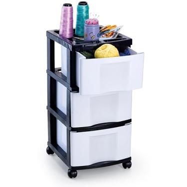 Imagem de Gaveteiro branco com 3 gavetas grandes com rodinhas multifuncional e resistente.