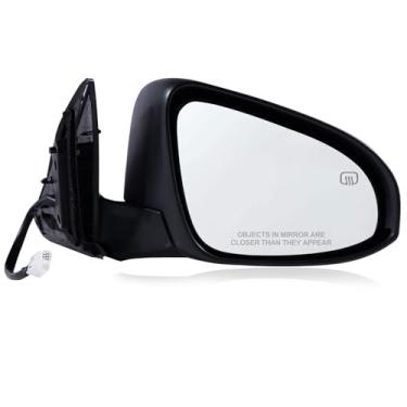 Imagem de Espelho lateral do passageiro compatível com Toyota Camry 2015 2016 2017 5 pinos com vidro elétrico aquecido manual dobrável preto retrovisor lateral direito substitui 8790606041
