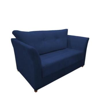 Imagem de Namoradeira Decorativa Isis Suede Azul Marinho Pés Madeira Mz Decor - 