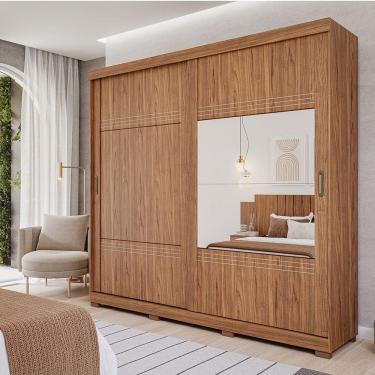 Imagem de Guarda-Roupa Casal 2 Portas de Correr 4 Espelhos 243cm 100% MDF Marsala Espresso Móveis