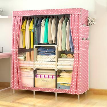 Imagem de Armário De Armazenamento Simples Moderno E Simples à Prova De Poeira Do Guarda-roupa Da Tubulação De Aço Do Guarda-roupa Do Conjunto Fácil, A, 106 * 45 * 158cm