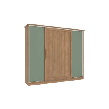 Imagem de Guarda Roupa Casal 4 Portas de Correr e 4 Gavetas N565 Flex Nogueira/Macadamia ou Verde - Kappesberg