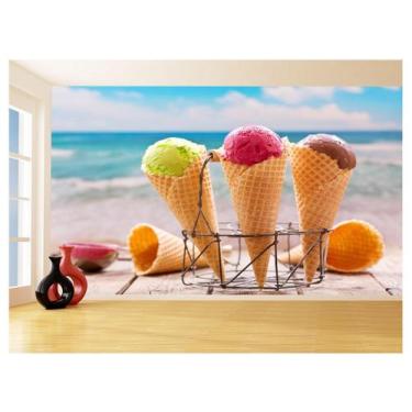 Imagem de Papel De Parede 3D Alimentos Sorvete Casquinha 3,5M Al367 - Você Decor