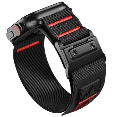 Imagem de KEEGOP Pulseira esportiva de nylon compatível com Apple Watch 49 mm, 45 mm, 44 mm e 42 mm, pulseira tática robusta para relógio inteligente masculino Ultra 2/Ultra séries 10, 9, 8, 7 e 6, fecho