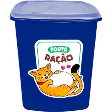 Imagem de Porta Ração 6 litros Pote para Ração de Cães e Gatos (Gato Azul)