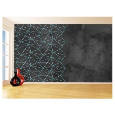 Imagem de Papel De Parede Concreto Linhas Azul Turquesa 3,5M Kkt319 - Você Decor