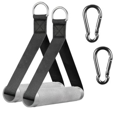 Imagem de WANSPOORTS Alças de exercício resistentes atualizadas para máquina de cabos, alças de ginástica de liga de alumínio para acessórios de rack elétrico, faixa de resistência com sistema de crossover de