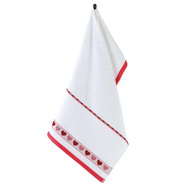 Imagem de Pano De Prato Para Pintar Artesanato Artfacil Dohler 45x70cm Rosa/corações