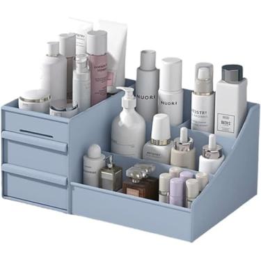 Imagem de Organizador de Mesa Multiuso com Gavetas Porta Caneta Maquiagem Case Make Cosméticos Penteadeira Banheiro Escritório Quarto Closet Premium (Azul)