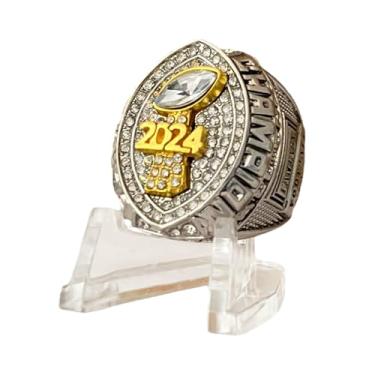 Imagem de Legacy Rings Anel troféu de campeonato de futebol de fantasia em tom prata e dourado 2024, prêmio para vencedor da liga de futebol de fantasia