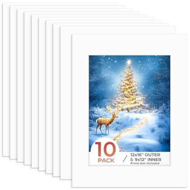 Imagem de Frametory, Tapete para fotos de 30 x 40 cm com borda chanfrada de núcleo branco 21 x 29 cm, fosco sem ácido para imagens de 22 x 30 cm, tapetes de papel branco de 4 camadas grossas, pacote com 10