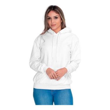 Imagem de Moletom Liso Flanelado Feminino Blusa De Frio Canguru - Core Base, Bra