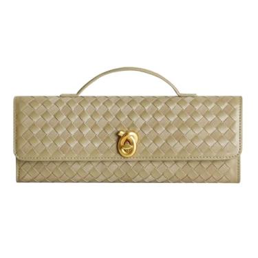 Imagem de YLYYHH Bolsas clutch de tecido para mulheres, bolsa de couro para noite, bolsa de ombro feita à mão, Verde, Small