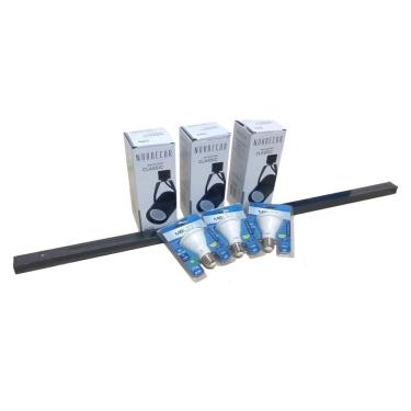 Imagem de Kit Trilho Eletrificado 1M 3 Spot + 3 Lampadas Par20 3000K