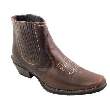 Imagem de bota country botina em couro botinha estilo sertanejo peao de boiadeir