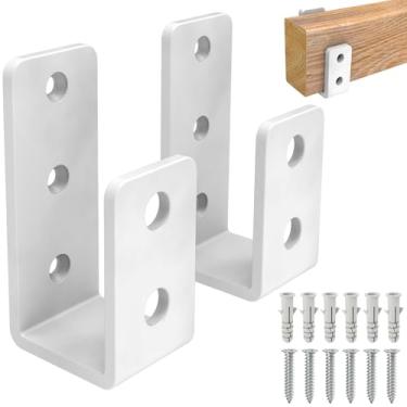 Imagem de Suportes de barricada de porta 2x4, suportes de segurança em forma de U para madeira, galpões, portões e portas de porão (trava de madeira 2x4) 3 mm branco