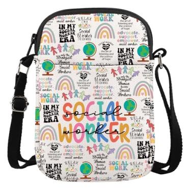 Imagem de Bolsa tiracolo para assistente social, presente de assistente social, presente de agradecimento, presente de graduação, apoio ao advogado, bolsa com zíper, Bolsa tiracolo Social Worker, Simples e